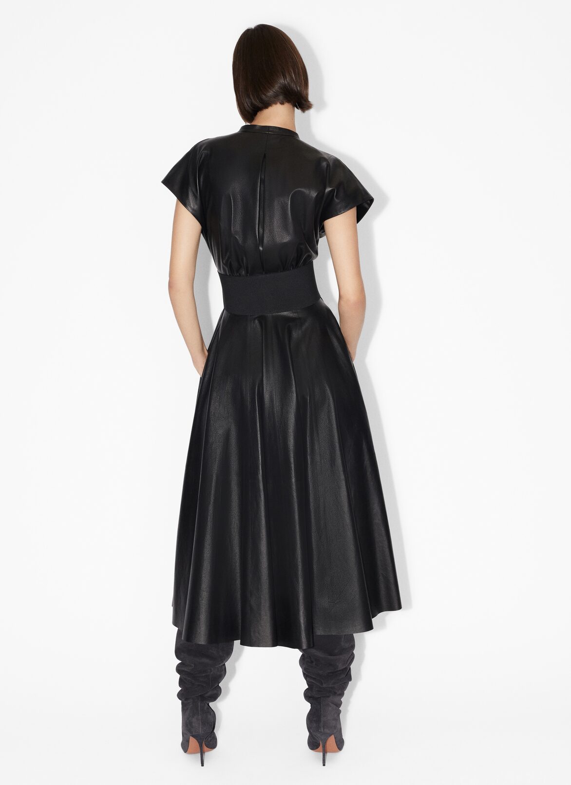 Leather belter dress ALAÏA BLACK LEATHER BELTER DRESS